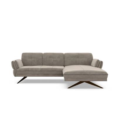 Rokosi canapé d'angle droit avec tétières réglables en velours beige foncé