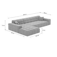 Lodce canapé d'angle gauche en tissu texturé blanc