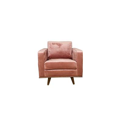 Mike fauteuil en velours vieux rose