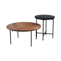 Maize lot de 2 tables basses gigognes rondes en bois recyclé marbre et métal