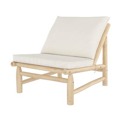 Narel fauteuil de jardin en teck massif et coussins blanc cassé