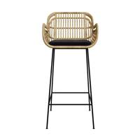 Azeli chaise de bar en rotin et tissu noir H71