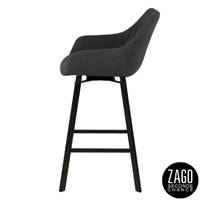 Moss chaise de bar pivotante tissu gris foncé piètement métal noir H75