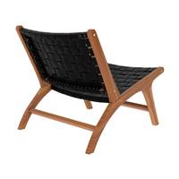 Essa fauteuil en teck et cuir tressé noir