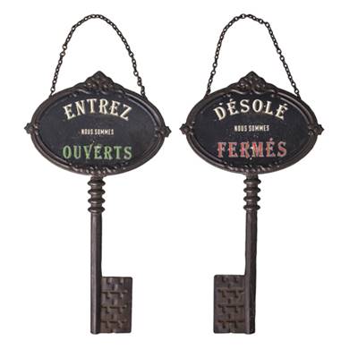 Panneau clé ouvert/fermé