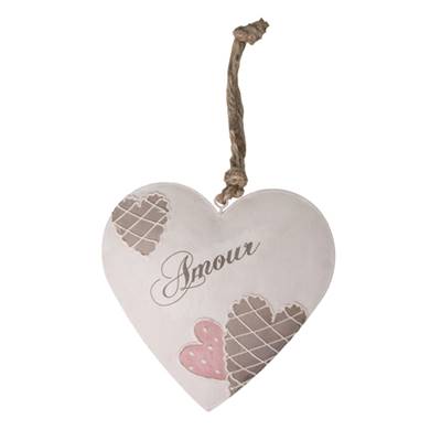 Coeur fantaisie rose/gris Amour