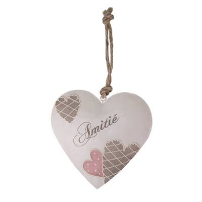 Coeur fantaisie rose/gris Amitié