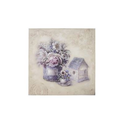 Tableau Maison toit bleu 80*80
