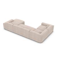 Brenda canapé panoramique angle droit en tissu texturé beige