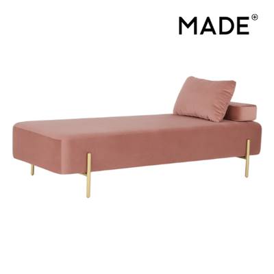 Asare banquette-lit velours rose blush