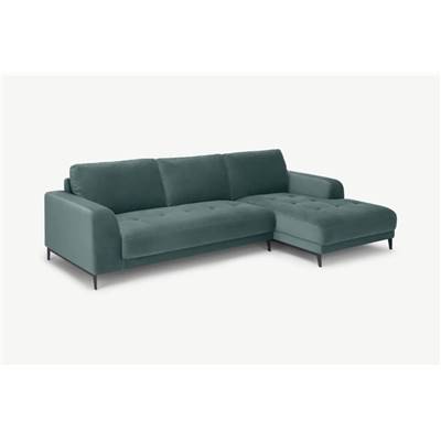 Luciano canapé d'angle droit velours vert bleuté