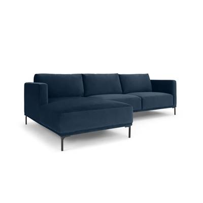 Milo canapé d'angle gauche velours bleu saphir