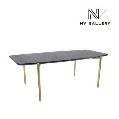 Ambre table à manger en bois noir et pieds doré