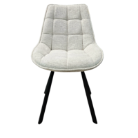 Telma chaise en tissu chenille écru piètement noir