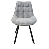 Telma chaise en tissu chenille gris piètement noir