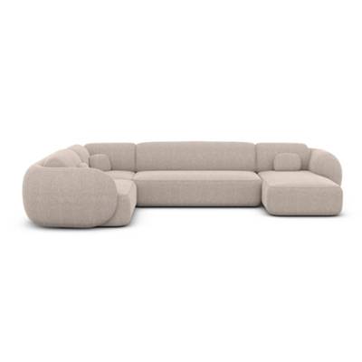 Bulane canapé panoramique droit en tissu texturé beige