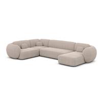 Bulane canapé panoramique droit en tissu texturé beige