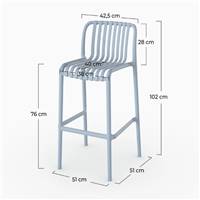 Lumi chaise de bar d'extérieur en bleu pastel H76cm