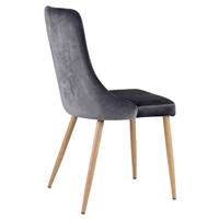 Tanya chaise en velours gris foncé pieds métal effet bois