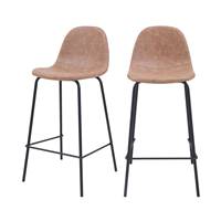Vladi chaise de bar vintage en cuir synthétique marron clair H65
