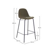 Vladi chaise de bar vintage en cuir synthétique vert kaki H65