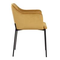 Amadeus fauteuil en velours jaune moutarde pieds métal noir