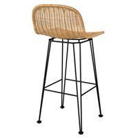 Zago chaise de bar en métal et résine tressée marron