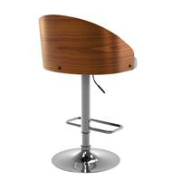 Yon chaise de bar réglable pivotant en PU gris clair et bois plaqué noyer