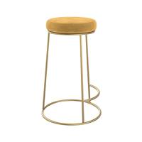 Jevon tabouret de bar en velours jaune curry et pied en métal doré H63