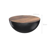 Maca table basse ronde en bois de manguier massif et métal ø70
