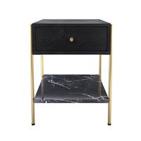 Mora table de chevet en bois de manguier noir et pieds dorés 1 tiroir