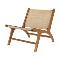 Ilios petit fauteuil en bois de teck et tressage chevron en rotin