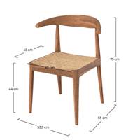 Zélie chaise tressage rotin et bois de teck