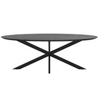 Eliza table ovale en bois de teck recyclé noir 10pers