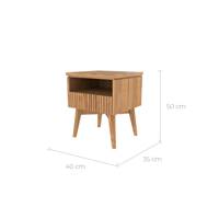 Blippi table de chevet en bois de teck, 1 tiroir et 1 niche
