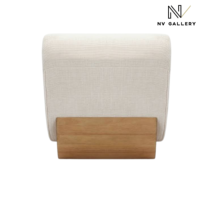 Lucius fauteuil en tissu tweed crème pied bois blond