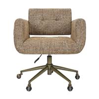 Marius chaise de bureau rotative à roulettes en tissu tweed marron caramel