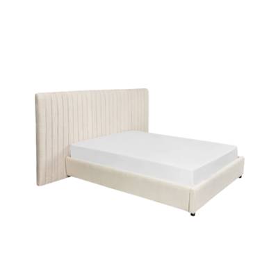 Faustin lit 160x200 en tissu crème vanille et bois