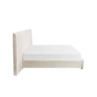 Faustin lit 160x200 en tissu crème vanille et bois