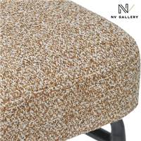 Lisea chaise en tissu tweed jaune moucheté et métal noir