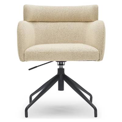 Baita chaise de bureau rotative en tissu tweedé beige sable et métal noir