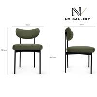 Lama chaise en tissu bouclé vert kaki et métal noir