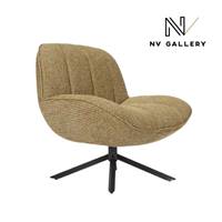 Brunie fauteuil rotatif en tisu tweed jaune miami et métal