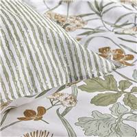 Sunshine parure de lit 220x240 blanche coton imprimé fleuris vert 0.8
