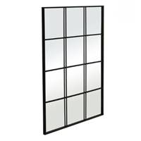 Raty miroir mural type fenêtre industrielle 12 carreaux métal noir H120cm