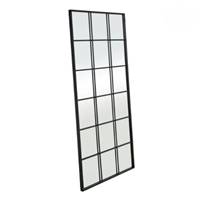 Raty grand miroir mural type fenêtre industrielle 18 carreaux métal noir H180cm