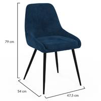 Mady chaise en velours bleu demi-accoudoirs