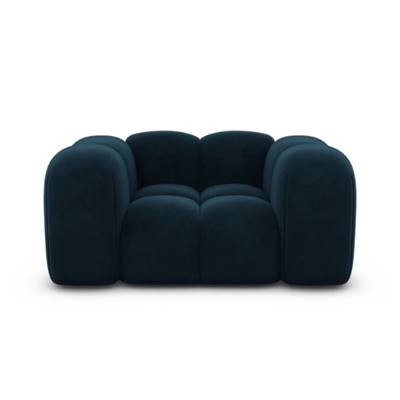 Cotton fauteuil 1 place en velours bleu pétrole