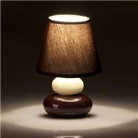 Canta lampe de chevet galet céramique marron