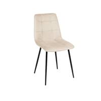 Milla lot de 4 chaises en velours effet matelassé gris, rose, crème
